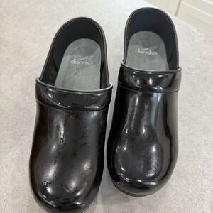 Dansko Patent Leather Clogs Professional Shoes Slip On Black Sz 38